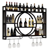 Modern Wine Storage Rack Wall Mounted With LED Light With Wine Glass Holder,Iron Bar Liquor Shelf,Floating Wall Wine Shelves,Bar Liquor Bottle Display Shelf For Kitchen Bar Decoration Gold/Black ( Col AKOGG