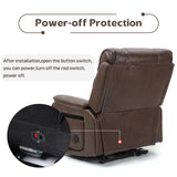 JIKFRIMA Power Lift Recliners Chairs for Elderly Adults Lay Flat Recliner with Heat & Massage, Wireless Charging Device, USB Ports, Cup Holder, Lumbar Pillow, 400Lbs（Faux Leather,Dark Brown） JIKFRIMA