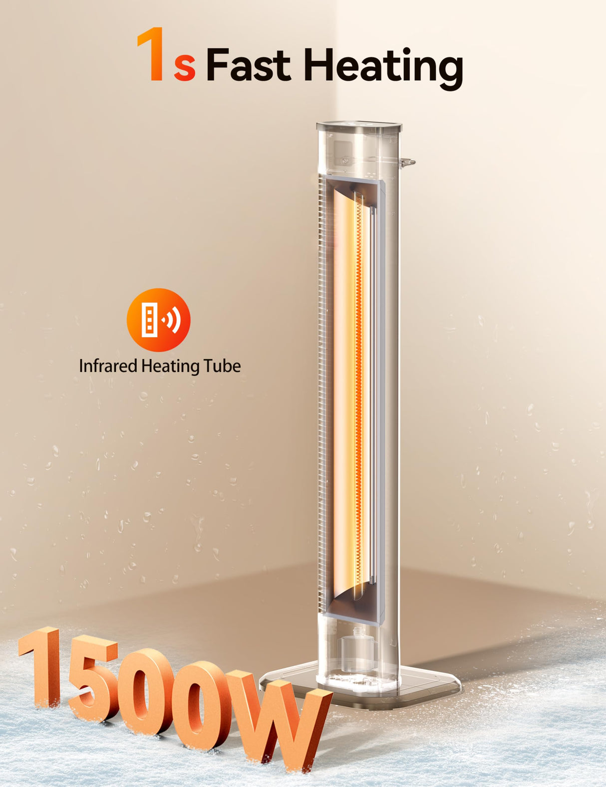 VAGKRI Outdoor Heaters, 1s Heating Carbon Infrared Patio Heaters With Remote, 9 Heat Levels, 24H Timer, IPX5 Waterproof, 42in Electric Space Heaters for Home, Office, Restaurant, Patio, and Garage VAGKRI