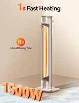 VAGKRI Outdoor Heaters, 1s Heating Carbon Infrared Patio Heaters With Remote, 9 Heat Levels, 24H Timer, IPX5 Waterproof, 42in Electric Space Heaters for Home, Office, Restaurant, Patio, and Garage VAGKRI