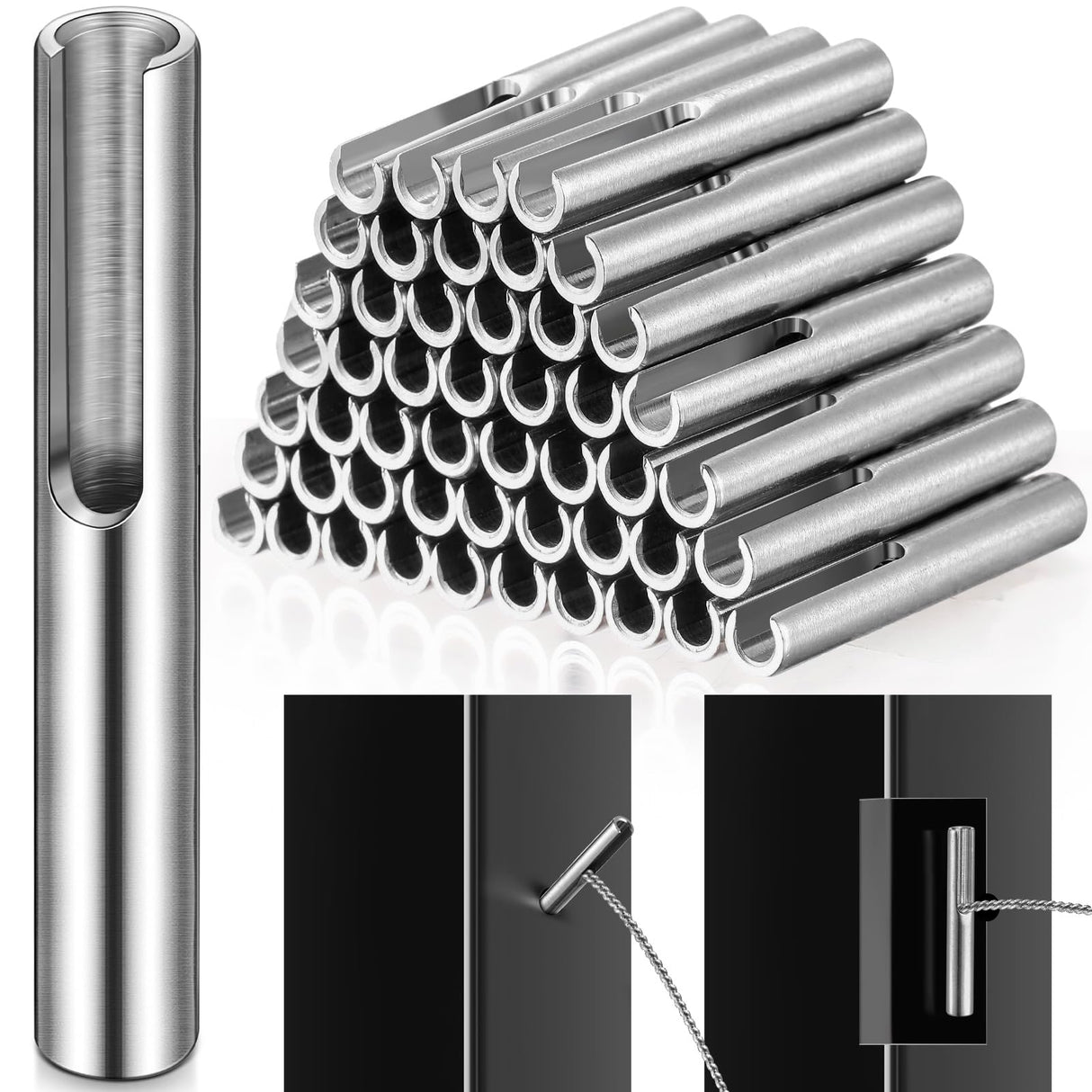 Yaocom 50 Pack 316 Stainless Steel 1/8" Invisible Cable Railing Kit Invisible Terminal Toggle Anchor Angle Stainless Steel Adjustable Cable Railing for Metal Railing Corner Post and Wall Post Yaocom