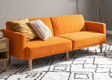 mopio Futon Sofa Bed, Couch, Small Sofa, Sleeper Sofa, Loveseat, Mid Century Modern Futon Couch, Sofa Cama, Couches for Living Room (Apricot Velvet) mopio