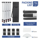 Outvita 10x30ft Ez Pop Up Canopy, Portable Instant Canopy Tent with 8 SideWalls for Outdoor Events, Party, Wedding, Birthday,Graduation(Dark Gray, 10x30ft) Outvita