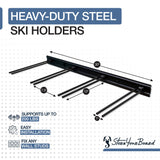 StoreYourBoard Ski Wall Storage Rack – Ski Rack Wall Mount Holds 8 Pairs, Heavy-Duty Steel Ski Holders for Wall, Space-Saving Ski Rack for Garage & Home, Holds Up to 200 lbs StoreYourBoard