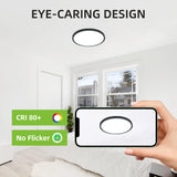 hykolity 12 Inch Selectable CCT LED Round Flat Panel Light, 24W 3000K/4000K/5000K, Edge-Lit Flush Mount Ceiling Light Fixture for Kitchen, Bedroom, Laundry and Closet Room，Black hykolity