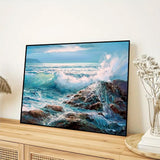 JFYHAB Sea Diamond Painting Kits for Adults-Diamond Art Kits for Adults,5D Diamond Painting Sea, DIY Full Drill Diamond Painting Beach Ocean Gem Art and Crafts 12x16 inch JFYHAB