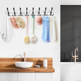 IBosins Wall Mounted Coat Rack, 31-2/5'' Long, Entryway Hanging Coat Rack, Metal Wood Coat Rack with 8 Black Rustic Tri-Hooks Rail for Coat, Bag, Towel, Key, Hat, Umbrella IBosins