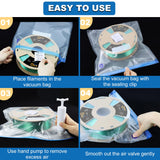 Goto Guard 16Pcs Filament Vacuum Storage Bags Kit with Hand Pump, 3D Printer Filament Storage Bags for Keeping Dry and Clean, 5 Filament Bags with 5 Desiccants,5 Clips,After Using Filament Dryer Box Goto Guard