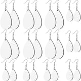 24 Pieces Sublimation Blanks Earrings Unfinished Wooden Earrings Teardrop Earring Pendant with Earring Hooks DIY Earrings Kit for Jewelry Making Craft Include 2 Sizes Yaomiao