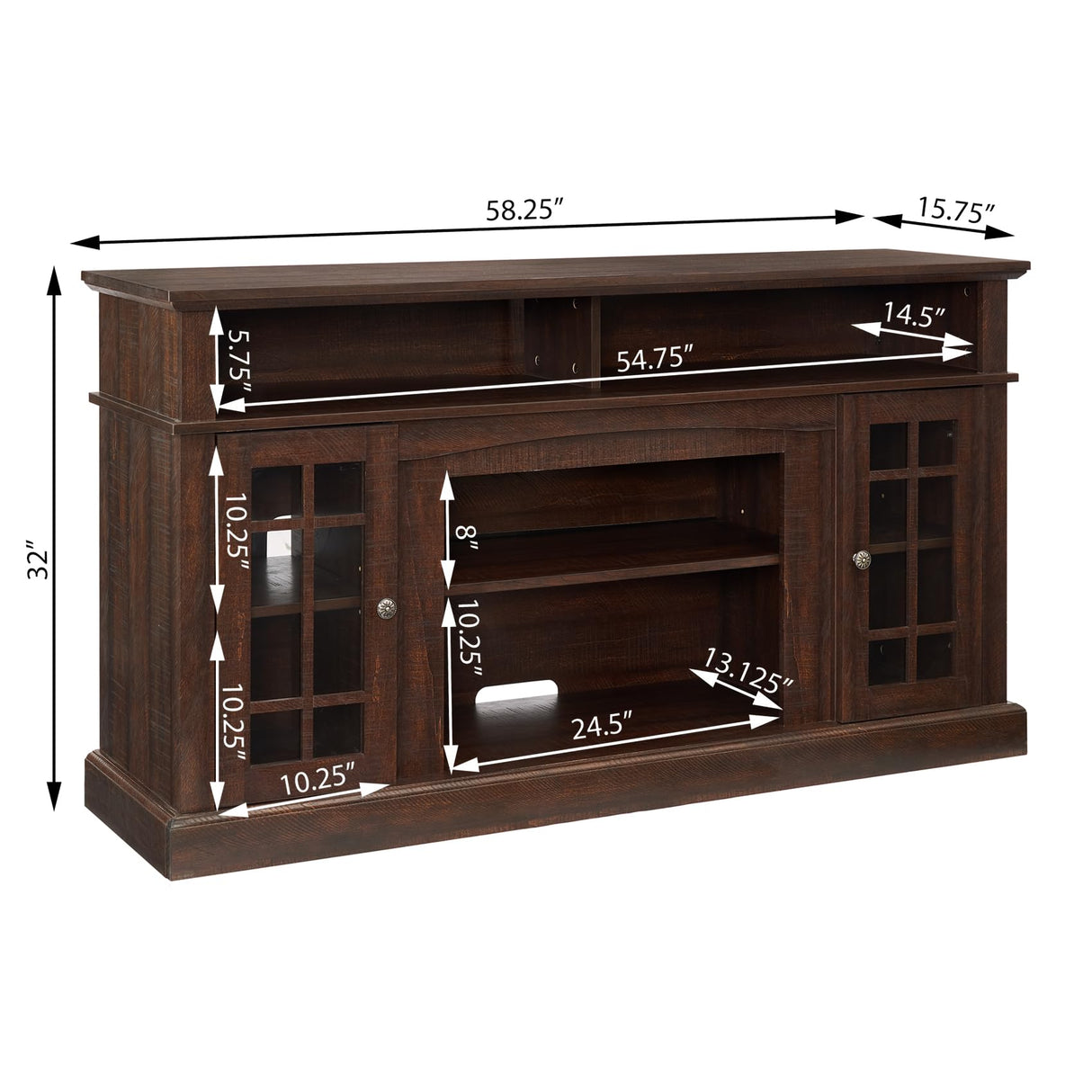 SUNLIFER 58" Farmhouse Entertainment Center: Espresso Wood TV Stand for 60 Inch TV | Rustic Tall TV Console for Living Room with Storage Cabinet and Adjustable Shelves SUNLIFER