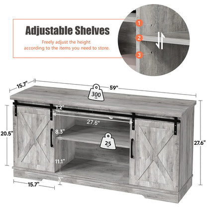 IDEALHOUSE TV Stand Farmhouse Entertainment Center for 65 Inch TV & Media Furniture, Rustic TV Stands with Storage and Barn Doors TV Console Table Under TV Cabinet for Living Room, Rustic Gre - WoodArtSupply