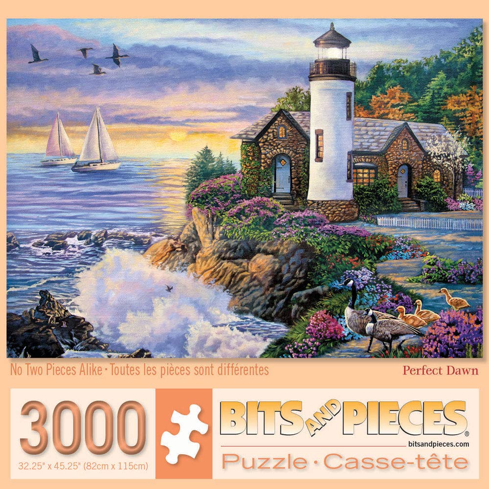 Bits and Pieces – 3000 Piece Jigsaw Puzzle for Adults – Perfect Dawn’ - Lighthouse Jigsaw Puzzle - Jigsaw Puzzle by Artist Laura Glen Lawson, Completed Puzzle Size: 32" x 45" Bits and Pieces