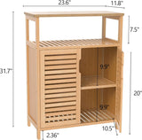 FoverOne Bamboo Bathroom Storage Cabinet with 2 Doors, Bathroom Floor Freestanding Cabinets Organizer for Living Room, Kitchen, Entryway FoverOne