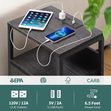 Yoobure Nightstand with Charging Station, Small Night Stand with Fabric Drawers and Storage Shelf for Bedrooms, Nightstands for Small Spaces, Bedside Table with USB Ports & Outlets, Bed Side Table Yoobure