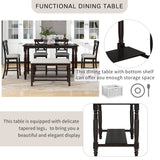 6-Piece Dining Table Set Wood Rectangular Couter Height Dining Table with 4 Chairs and a Bench Modern Dining Set for 6 People Ideal for Kitchen, Dinning Room and Bar Table, Espresso Bellemave