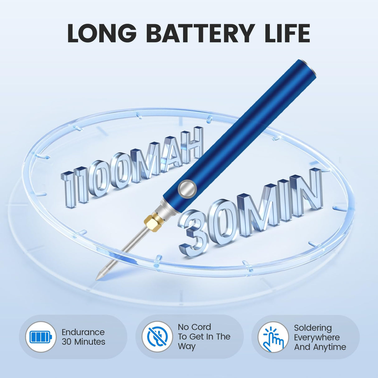 ELMCONFIG Cordless Soldering Iron Kit, Wireless Electric Soldering Gun Pen, 1100mAh Large Battery, Portable and Rechargeable for Home Appliance Repair, Electronic Components, DIY ELMCONFIG