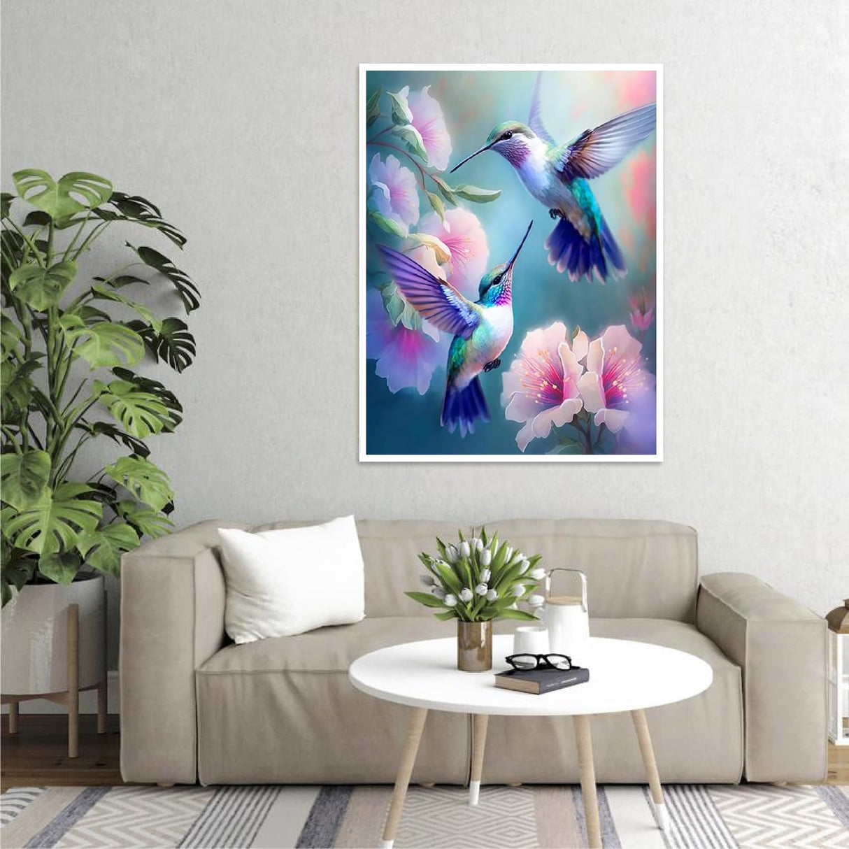 cdjlddww Hummingbirds Paint by Numbers for Adults, Birds Easy Acrylic Adult Paint by Number Kits, DIY Waterproof Birds Paint by Numbers on Canvas for Home Wall Decor Inch16X20 cdjlddww