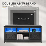 YITAHOME TV Stand for 65 Inch TVs, Entertainment Center with Storage Cabinets, Power Outlet & LED Light, Media Console Living Room Furniture, Black YITAHOME