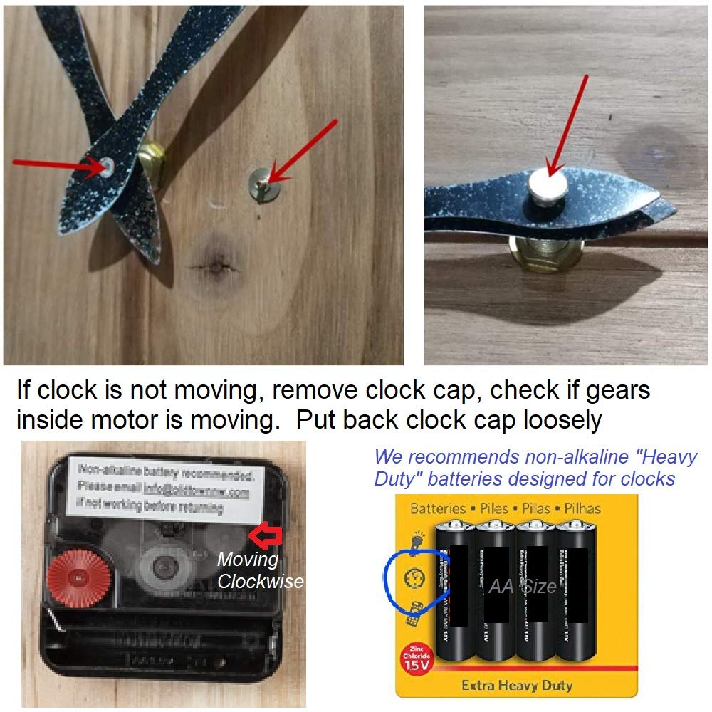 Oldtown Farmhouse Metal & Solid Wood Noiseless Wall Clock (Wood, 24-inch) Oldtown Clocks