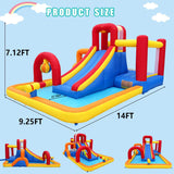 Hongcoral Inflatable Water Slide, 10 in 1 Water Park Bounce House with Blower, Splash Pool, 2 Slides, Water Cannon, Climbing Wall, Blow up Water Slides for Kids Outdoor Backyard Hongcoral