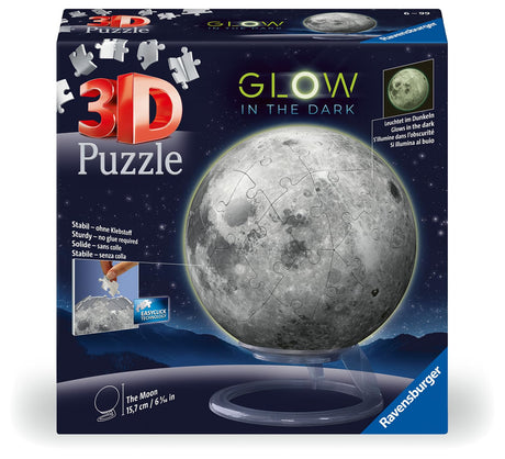 Ravensburger Glow-in-The-Dark Moon 72 Piece 3D Jigsaw Puzzle for Adults and Kids - 11586 - Great Gift for Any Birthday, Holiday, or Special Occasion Ravensburger