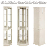 XZTUAJ Corner Curio Cabinet Display Case with Light, 69" H Glass Display Cabinet, Display Showcase Case Storage with Tempered Glass Door & Adjustable Glass Shelves for Living Room (Antique White) XZTUAJ