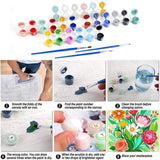 4 Pack Paint by Number for Adults, Easy Flowers Paint by Numbers Kits for Beginners with Paints Brushes, DIY Flowers Acrylic Paint Set Arts and Crafts for Home Decor 8×8 Inch Mrnsiet