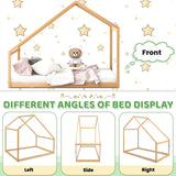 Merax Kids Twin Bed Frame with Rooftop, Montessori Wooden House Design, Sturdy and Easy to Assemble Merax