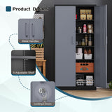 MIIIKO Metal Storage Cabinet with Locking Doors, Black Garage Storage Cabinets with 5 Adjustable Shelves MIIIKO