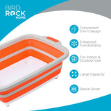 BIRDROCK HOME Collapsible Large BBQ Prep Tub w/Cutting Board, Multi-Function Grill Caddy w/Colander & Lid, Portable Silicone Dish Bowl for Picnic, Tailgate, Camping - Orange BIRDROCK HOME
