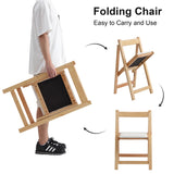 zenHarmet Folding Dining Chairs with Cushion, Padded Folding Chairs Lightweight, Modern Folding Patio Chairs, Wooden Dining Chairs, Foldable Chairs Set of 2 for Camping, Picnic, Office, Party (Wood) zenHarmet