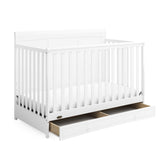 Graco Asheville 5-in-1 Convertible Crib with Drawer (White) – GREENGUARD Gold Certified, Crib with Drawer Combo, Full-Size Nursery Storage Drawer, Converts to Toddler Bed, Daybed and Full-Size Bed Graco