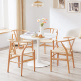 Farini Rattan Chairs for Dining Room Wishbone Chair Solid Wood Armchairs Y Shaped Backrest Hemp Seat for Home Restaurant Fully-Assembled(Set of 2,Nature-Beige Seat) Farini