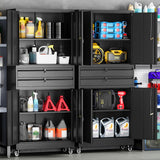 Yizosh Metal Garage Storage Cabinet with Locking Doors and Adjustable Shelves, Rolling Tool Storage Cabinet with 4 Wheels and 2 Drawer - 74" Steel Locking Cabinet for Garage, Warehouse Yizosh