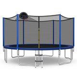 Giantex Trampoline, 12/14/15/16FT Outdoor Recreational Trampoline w/Enclosure Net, Non-Slip Ladder & Basketball Hoop, ASTM Approved, Combo Bounce Outdoor Trampoline for Adults Kids (16FT) Giantex
