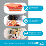 BIRDROCK HOME Collapsible Large BBQ Prep Tub w/Cutting Board, Multi-Function Grill Caddy w/Colander & Lid, Portable Silicone Dish Bowl for Picnic, Tailgate, Camping - Orange BIRDROCK HOME