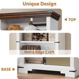 HOTLUU 6-Tier Farmhouse Bookshelf, 73 inch Tall Book Shelf with Unique Design & 2 Adjustable Shelves, Wooden Bookshelf for Study Room, Living Room, Kitchen, Bedroom (White) HOTLUU