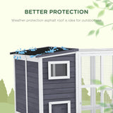 PawHut Outdoor Catio, Cat House Wooden Feral Cat Shelter, Cat Cage with Platforms, Waterproof Asphalt Roof, Ramps, 77" L, Light Gray PawHut