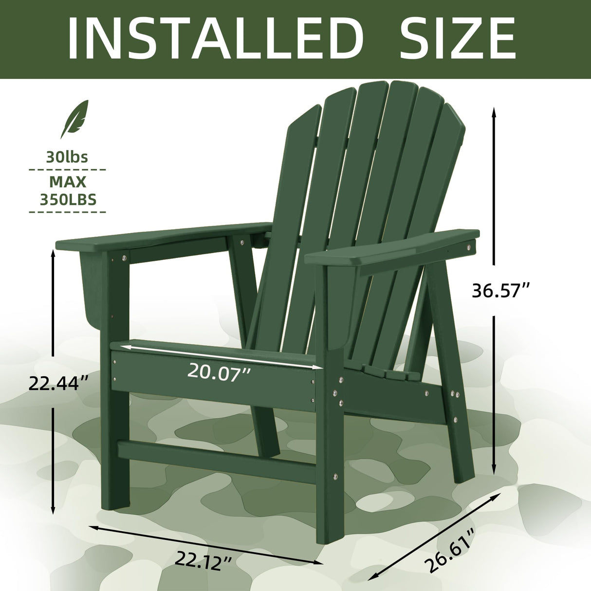 Restcozi Adirondack Chairs, HDPE All-Weather Adirondack Chair, Fire Pit Chairs (Traditional) (1, Dark Green) Restcozi