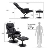 MCombo Recliner with Ottoman, Reclining Chair with Massage, 360 Swivel Living Room Chair Faux Leather, 4901 (Black) MCombo
