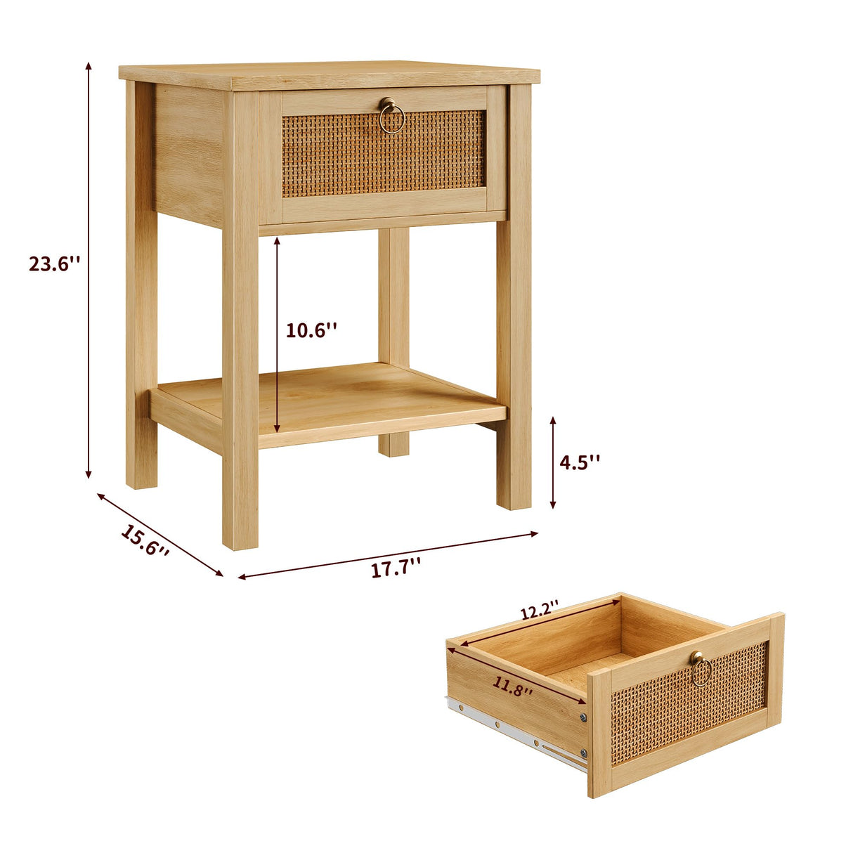 Jocoevol Rattan Boho Nightstand (Natural, 2 Pieces) Jocoevol