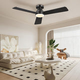 Dgguo Ceiling Fans with Lights, 42 Inch Low Profile Ceiling Fan with Light and Remote Control, Reversible, LED Dimmable for Bedroom Living Room Indoor/Outdoor Patio Use Dgguo