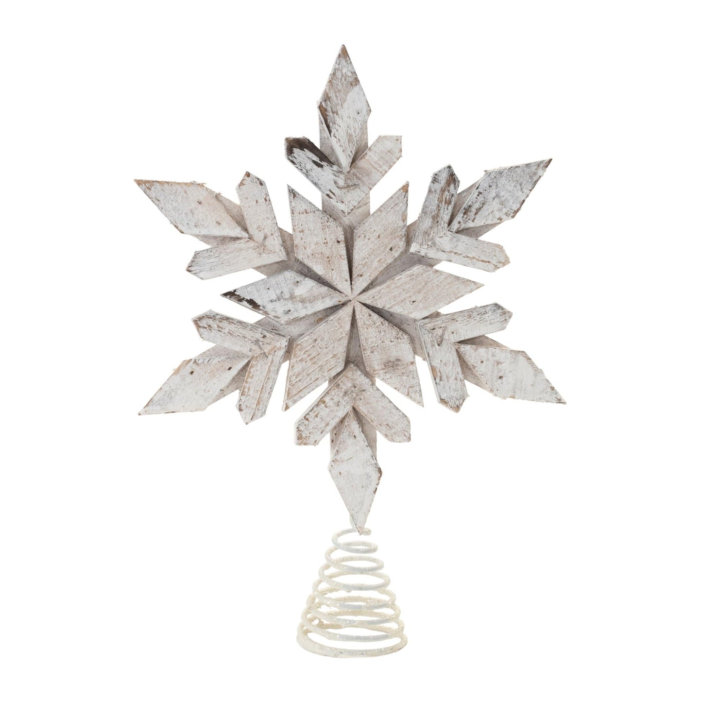 Melrose Wooden Snowflake Christmas Tree Topper - 12"" - Unlit, White