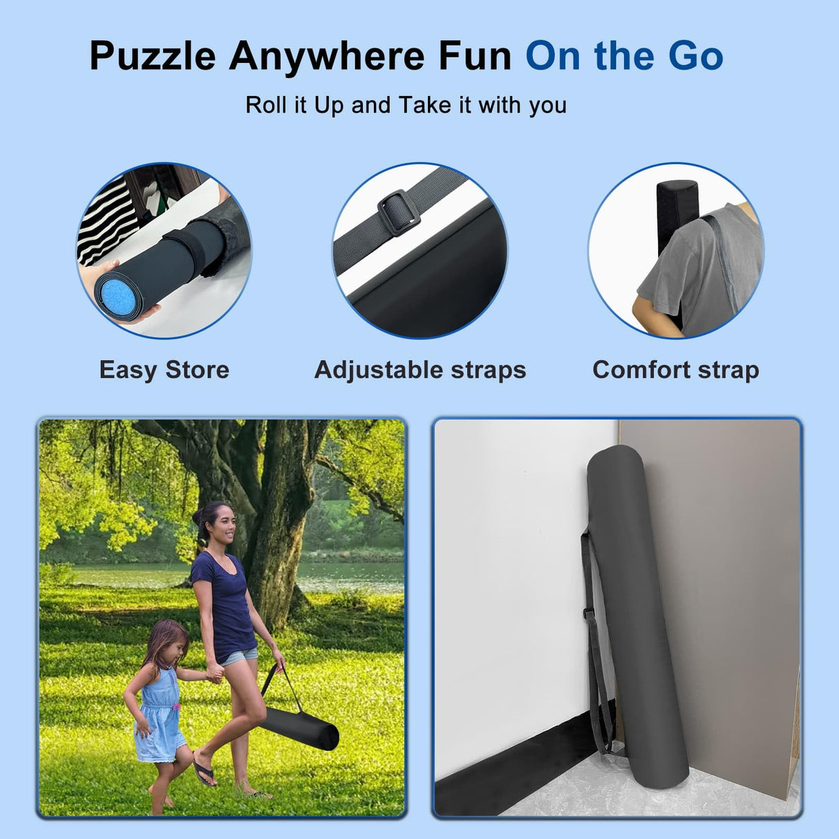 GOECI Puzzle Board 1500 Pieces, Rubber Puzzle Mat, Puzzle Mats for Jigsaw Puzzles 1000, Puzzles Board Roll Up to 1500pcs with 6 Sorting Trays Jigsaw Puzzles Mat Roll Up Jigsawn Pad Saver Keeper GOECI