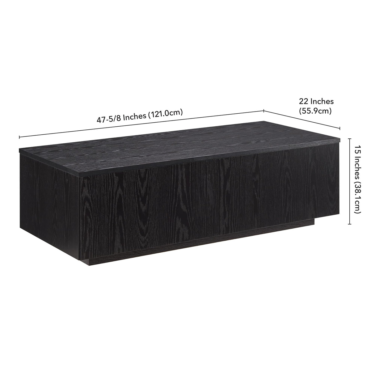 Henn&Hart Paxton Coffee Table, 48" Wide, Black Henn&Hart