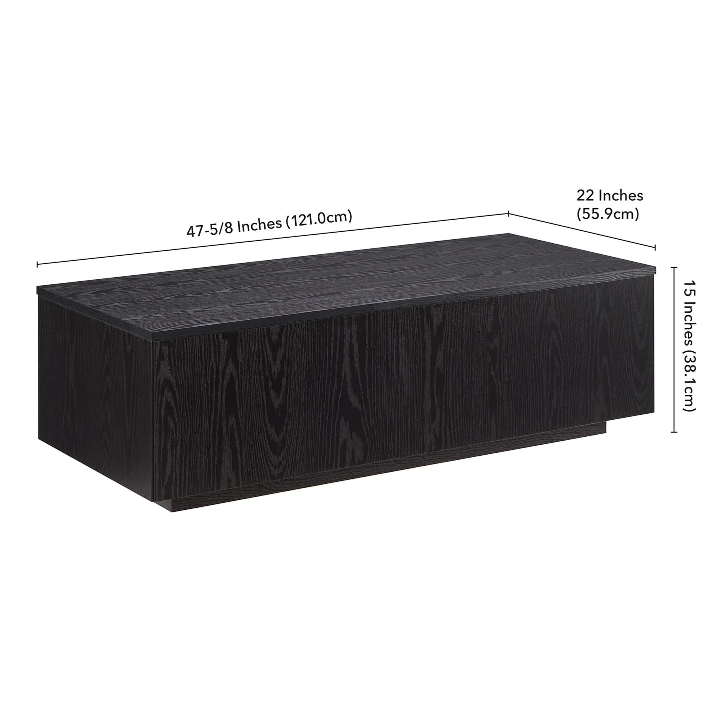 Henn&Hart Paxton Coffee Table, 48" Wide, Black - WoodArtSupply