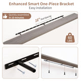 Axeman 72 Inch Fireplace Mantel Shelf - 8 Inch Deep Rustic Solid Elm Wood Floating Shelf, Wall Mounted Farmhouse Display Shelf with Invisible Heavy Duty Metal Bracket, Grey Axeman