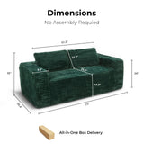LIKIMIO 71" Loveseat Sofa in a Box - Plush Corduroy Deep Seat Couch, No Assembly Required, Space-Saving Design for Compact Living Room, Apartment, Home Office, Green LIKIMIO