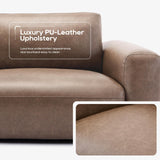 COLAMY 95" Oversized PU Leather Sofa, Comfy Sofa Couch with Extra Deep Seats, Wide Arm, Down Filled 3-Seater Modern Sofa for Living Room, Apartment Lounge-WolfGrey COLAMY