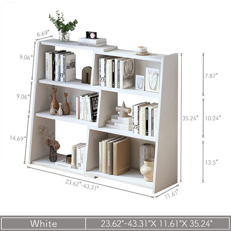 IOTXY Modular White 3-Tier Extendable Ladder Bookshelf for Small Spaces IOTXY